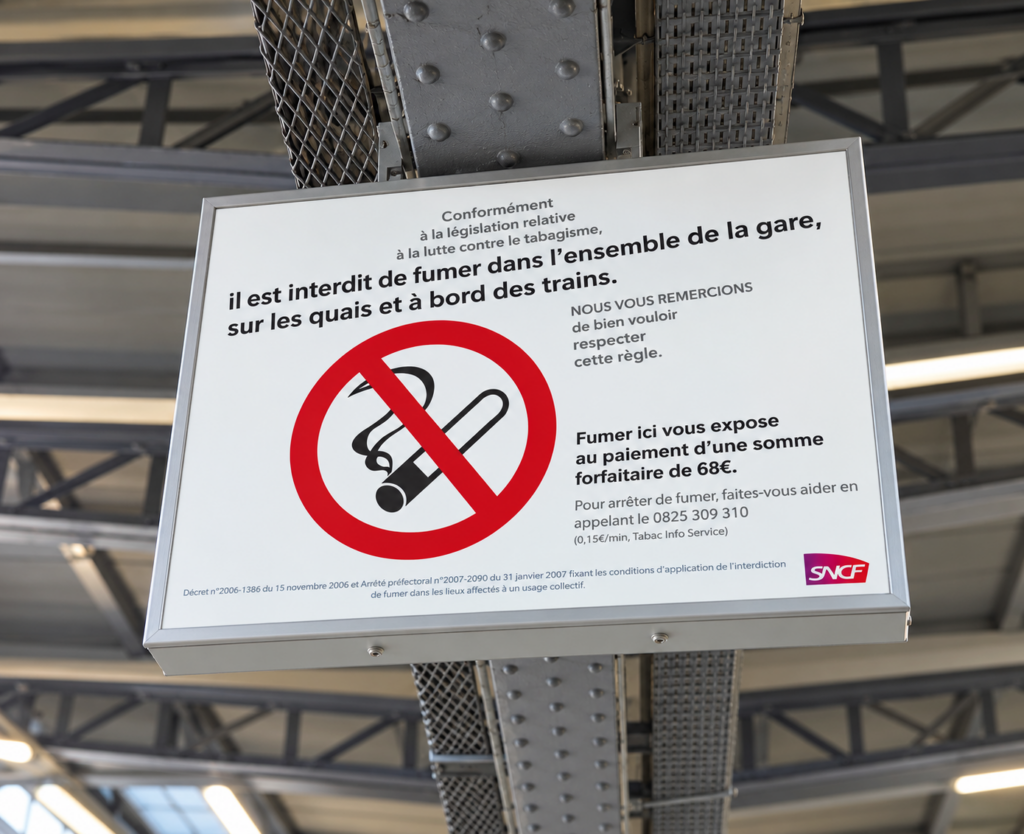 INTERDICTION FUMER CAISSON DIBOND SNCF