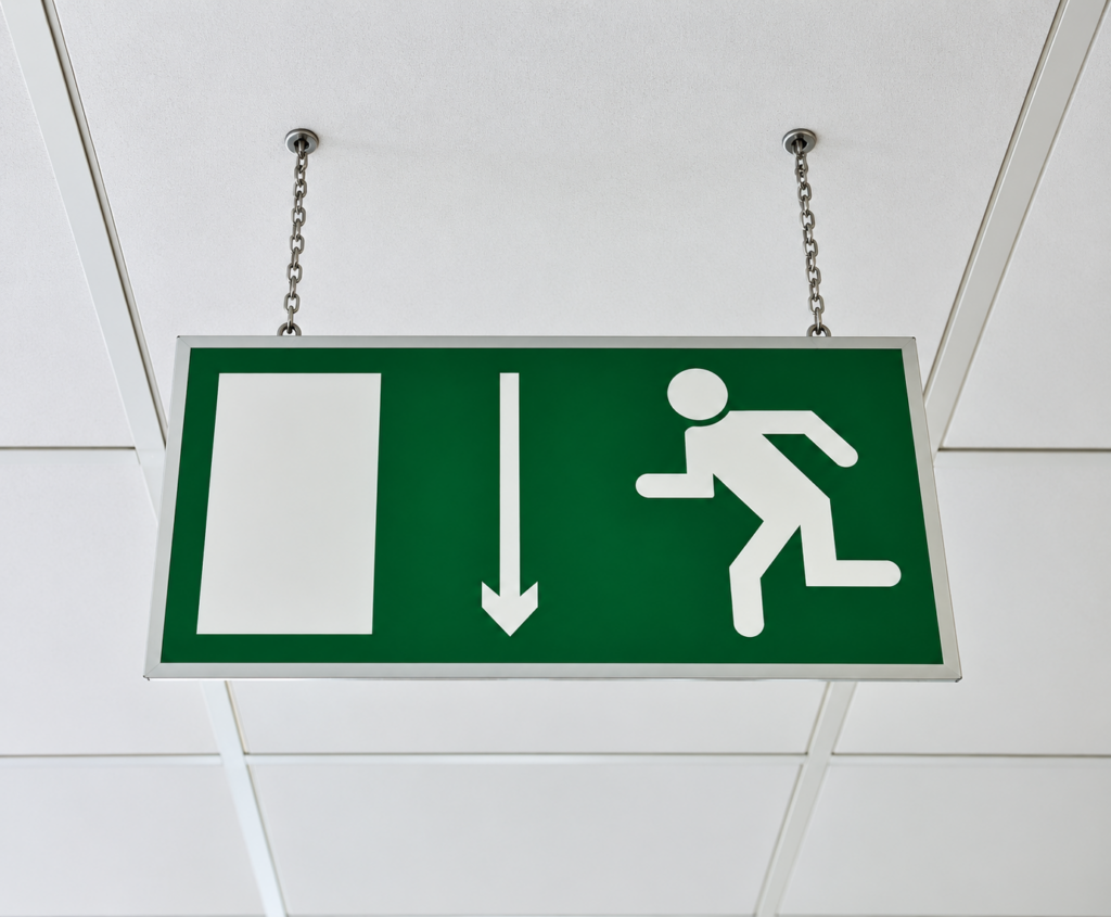 SIGNALETIQUE SUSPENDU EVACUATION PARIS